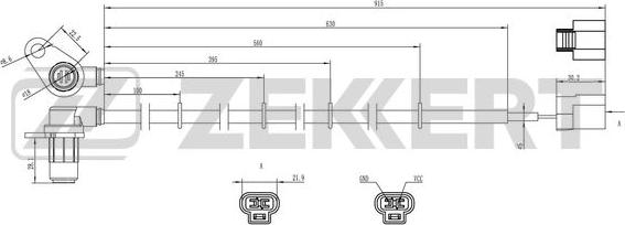 Zekkert SE-6165 - Датчик ABS, частота обертання колеса autozip.com.ua