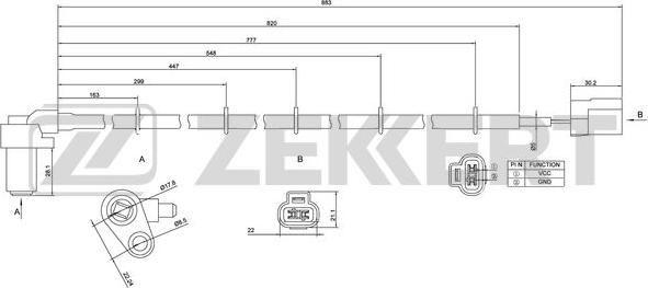 Zekkert SE-6160 - Датчик ABS, частота обертання колеса autozip.com.ua