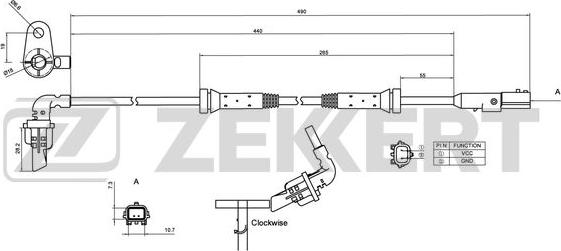 Zekkert SE-6174 - Датчик ABS, частота обертання колеса autozip.com.ua