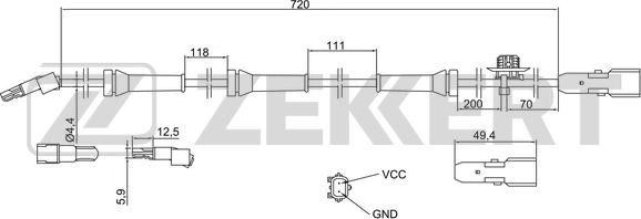Zekkert SE-6171 - Датчик ABS, частота обертання колеса autozip.com.ua