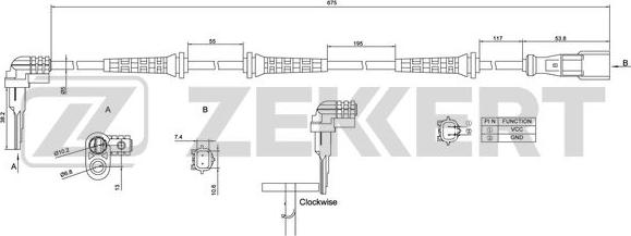 Zekkert SE-6172 - Датчик ABS, частота обертання колеса autozip.com.ua