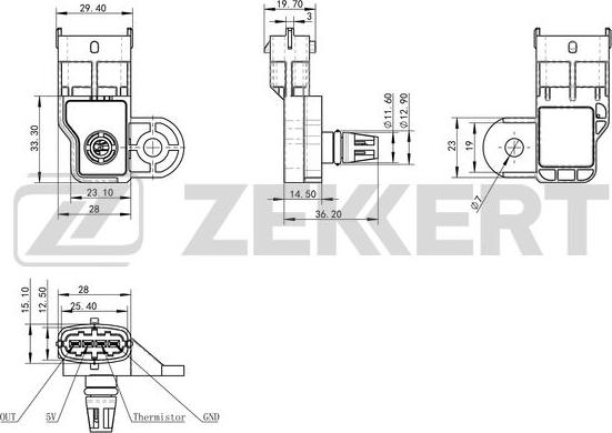 Zekkert SE-1044 - Датчик, тиск у впускний трубі autozip.com.ua