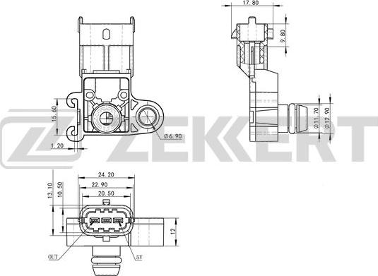 Zekkert SE-1045 - Датчик, тиск у впускний трубі autozip.com.ua