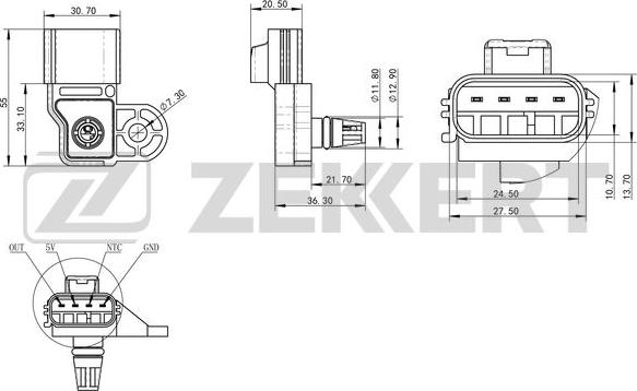 Zekkert SE-1046 - Датчик, тиск у впускний трубі autozip.com.ua