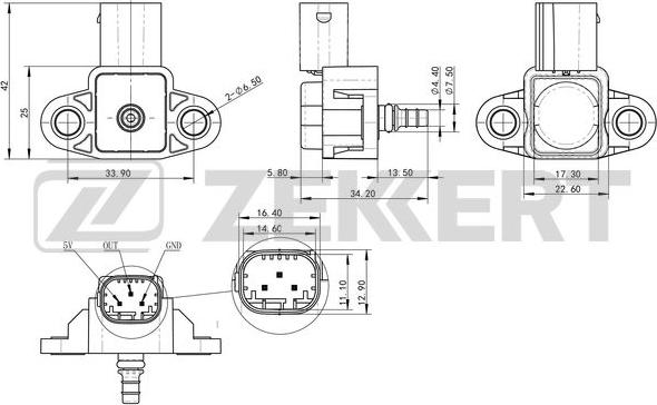 Zekkert SE-1043 - Датчик, тиск у впускний трубі autozip.com.ua