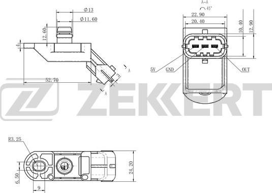 Zekkert SE-1054 - Датчик, тиск у впускний трубі autozip.com.ua