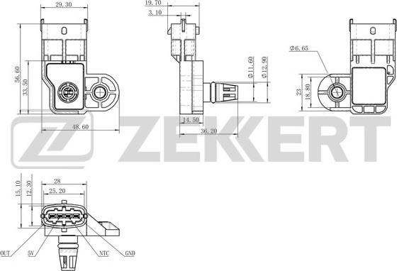 Zekkert SE-1055 - Датчик, тиск у впускний трубі autozip.com.ua