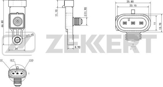 Zekkert SE-1058 - Датчик, тиск у впускний трубі autozip.com.ua