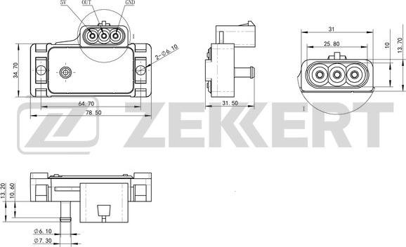 Zekkert SE-1053 - Датчик, тиск у впускний трубі autozip.com.ua