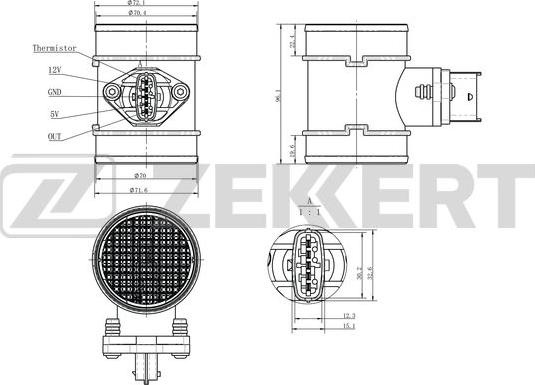 Zekkert SE-1068 - Датчик потоку, маси повітря autozip.com.ua