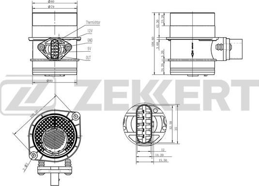 Zekkert SE-1019 - Датчик потоку, маси повітря autozip.com.ua