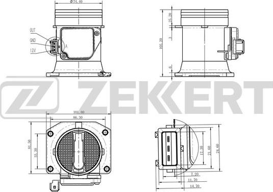 Zekkert SE-1015 - Датчик потоку, маси повітря autozip.com.ua