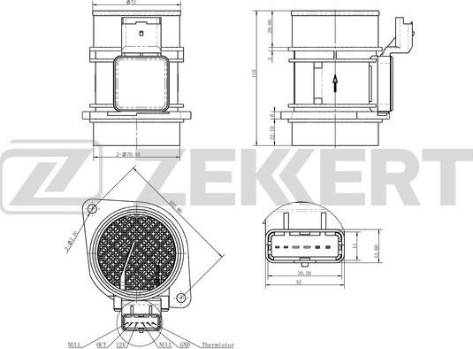 Zekkert SE-1016 - Датчик потоку, маси повітря autozip.com.ua