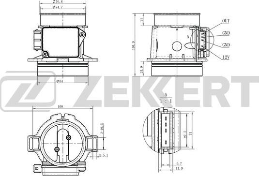 Zekkert SE-1084 - Датчик потоку, маси повітря autozip.com.ua
