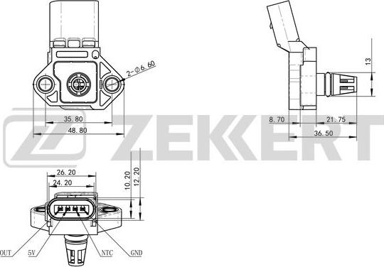 Zekkert SE-1035 - Датчик, тиск у впускний трубі autozip.com.ua
