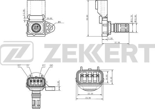 Zekkert SE-1036 - Датчик, тиск у впускний трубі autozip.com.ua