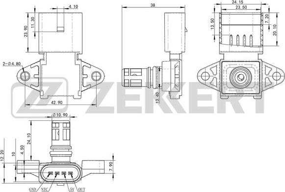 Zekkert SE-1038 - Датчик, тиск у впускний трубі autozip.com.ua