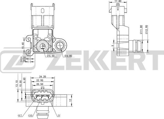 Zekkert SE-1037 - Датчик, тиск у впускний трубі autozip.com.ua