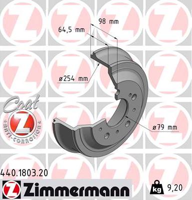 Zimmermann 440.1803.20 - Гальмівний барабан autozip.com.ua