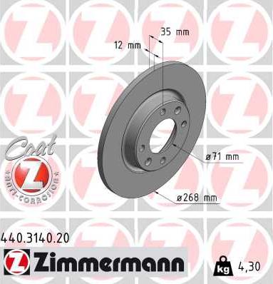 Zimmermann 440.3140.20 - Гальмівний диск autozip.com.ua