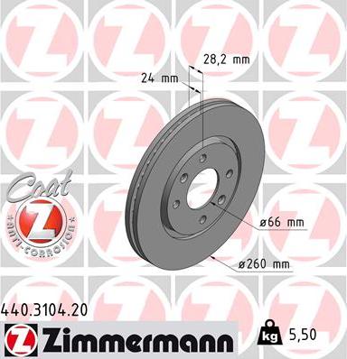 Zimmermann 440.3104.20 - Гальмівний диск autozip.com.ua