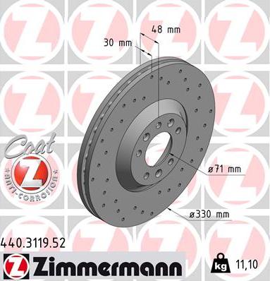 Zimmermann 440.3119.52 - Гальмівний диск autozip.com.ua