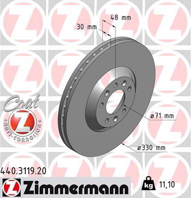 Zimmermann 440.3119.20 - Гальмівний диск autozip.com.ua