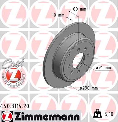Zimmermann 440.3114.20 - Гальмівний диск autozip.com.ua