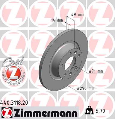 Zimmermann 440.3118.20 - Гальмівний диск autozip.com.ua