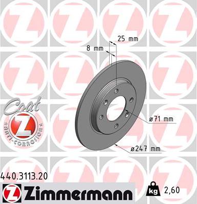 Zimmermann 440.3113.20 - Гальмівний диск autozip.com.ua