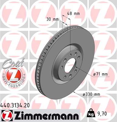 Zimmermann 440.3134.20 - Гальмівний диск autozip.com.ua