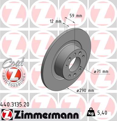 Zimmermann 440.3135.20 - Гальмівний диск autozip.com.ua