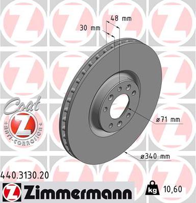 Zimmermann 440.3130.20 - Гальмівний диск autozip.com.ua