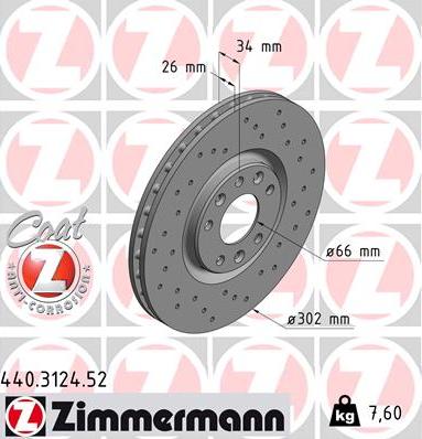 Zimmermann 440.3124.52 - Гальмівний диск autozip.com.ua