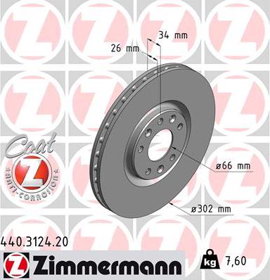 Zimmermann 440.3124.20 - Гальмівний диск autozip.com.ua