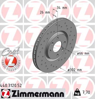 Zimmermann 440.3120.52 - Гальмівний диск autozip.com.ua