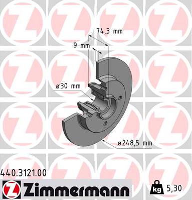 Zimmermann 440.3121.00 - Гальмівний диск autozip.com.ua