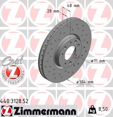 Zimmermann 440.3128.52 - Гальмівний диск autozip.com.ua