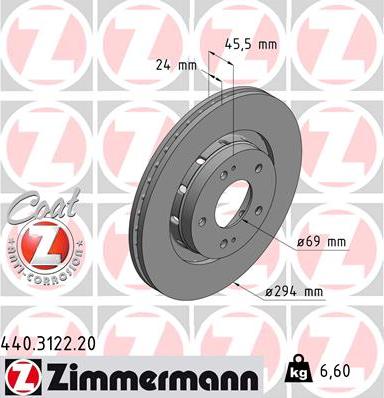 Zimmermann 440.3122.20 - Гальмівний диск autozip.com.ua