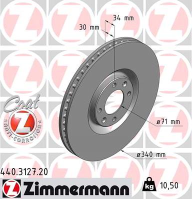 Zimmermann 440.3127.20 - Гальмівний диск autozip.com.ua