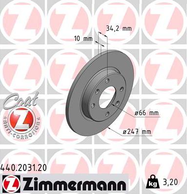 Zimmermann 440.2031.20 - Гальмівний диск autozip.com.ua