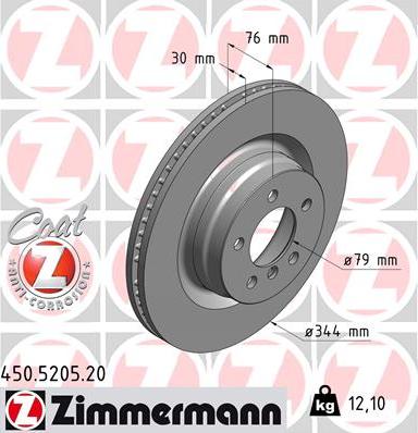 Zimmermann 450.5205.20 - Гальмівний диск autozip.com.ua