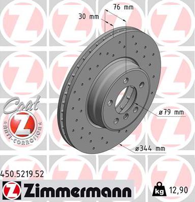 Zimmermann 450.5219.52 - Гальмівний диск autozip.com.ua