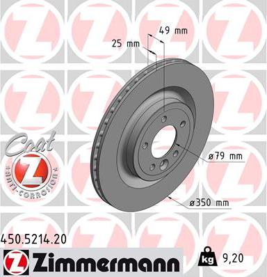 Zimmermann 450.5214.20 - Гальмівний диск autozip.com.ua