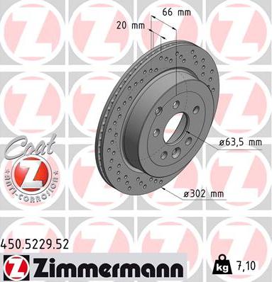 Zimmermann 450.5229.52 - Гальмівний диск autozip.com.ua
