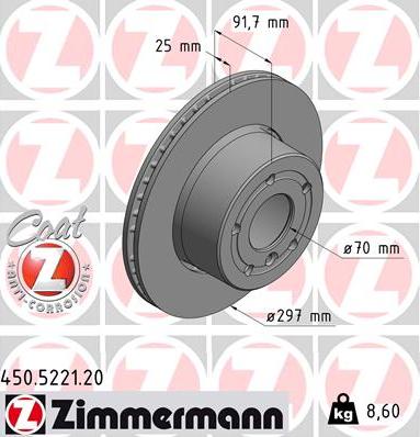 Zimmermann 450.5221.20 - Гальмівний диск autozip.com.ua