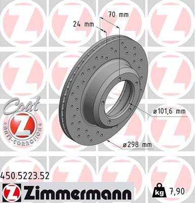 Zimmermann 450.5223.52 - Гальмівний диск autozip.com.ua