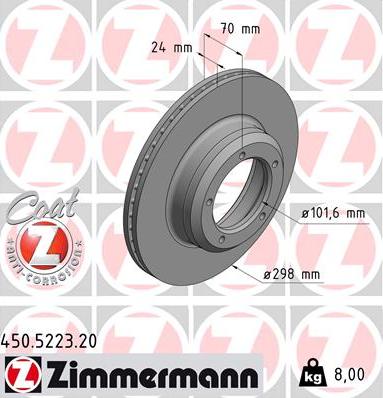 Zimmermann 450.5223.20 - Гальмівний диск autozip.com.ua