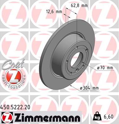Zimmermann 450.5222.20 - Гальмівний диск autozip.com.ua