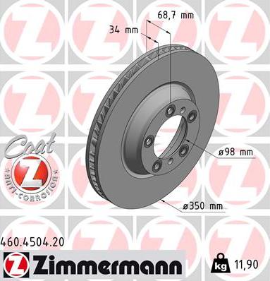 Zimmermann 460.4504.20 - Гальмівний диск autozip.com.ua